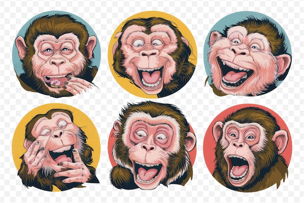 PSD a set of images of a monkey with a yellow background