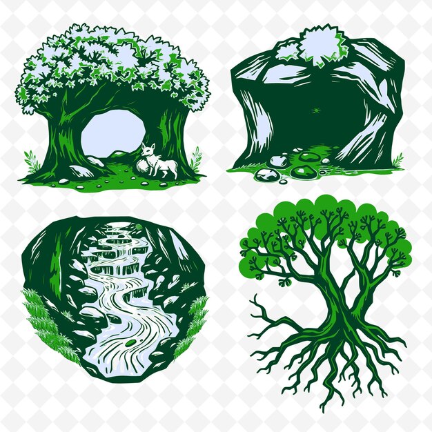 PSD a set of images of trees and plants