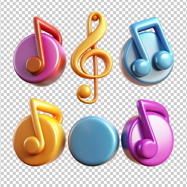 PSD set of melody icon 3d render isolated