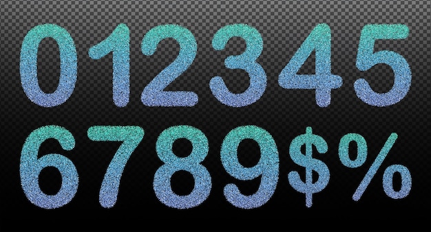 PSD set numbers 3d render