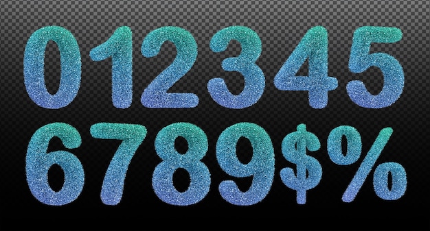 PSD set numbers 3d render