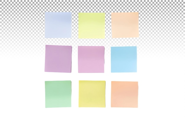 PSD set of sticky notes in subtle pastel hues