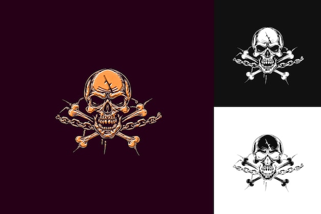 PSD a set of three different designs with a skull and crossbones