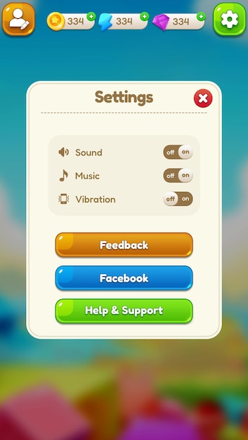 PSD setting screen game ui popup 2d interface game ui gaming ui 2d wooden style game ui