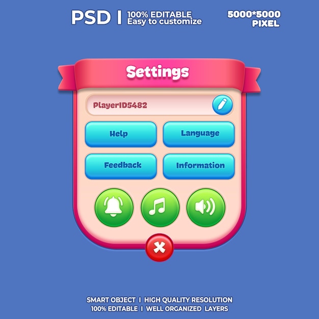 PSD setting screen ui 2d game ui user interface casual game ui ui kit ui art cartoon game ui cool ui