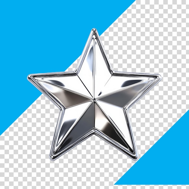 PSD shiny silver star on blue background