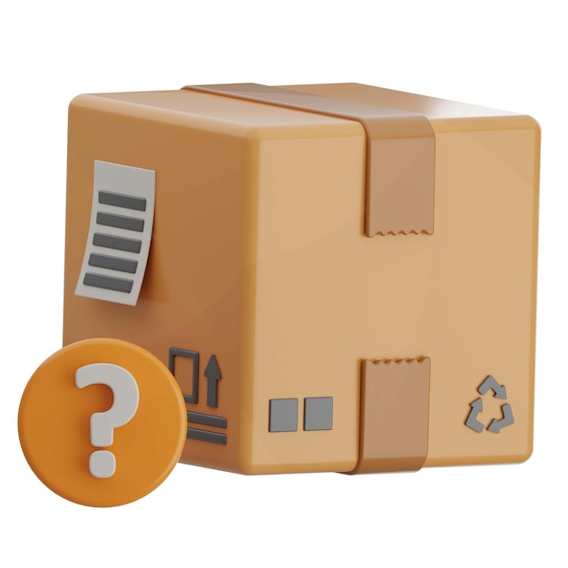 PSD shipping box with question mark label