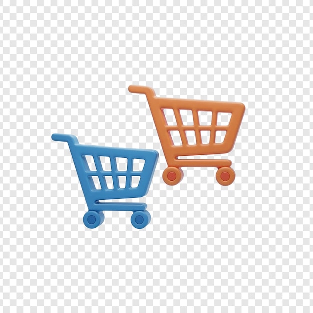 PSD shopping carts in 3d cartoon style