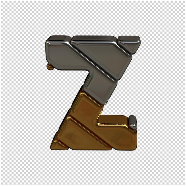 PSD silver and gold letter 3d rendering