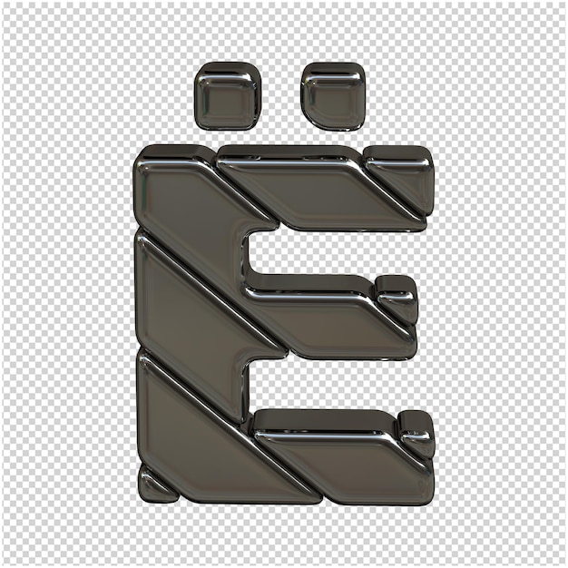 PSD silver letter of the russian alphabet 3d rendering
