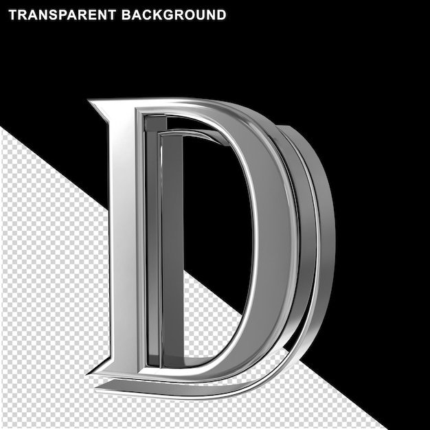 PSD silver letters view from right letter d