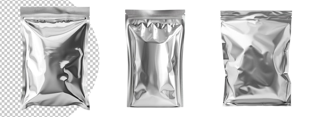 PSD silver packaging set on transparent background