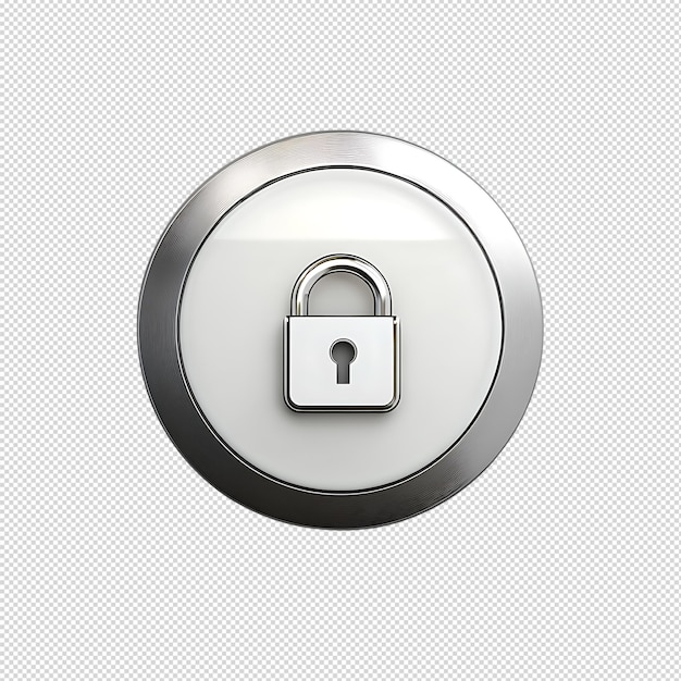 PSD silver padlock icon on a white button