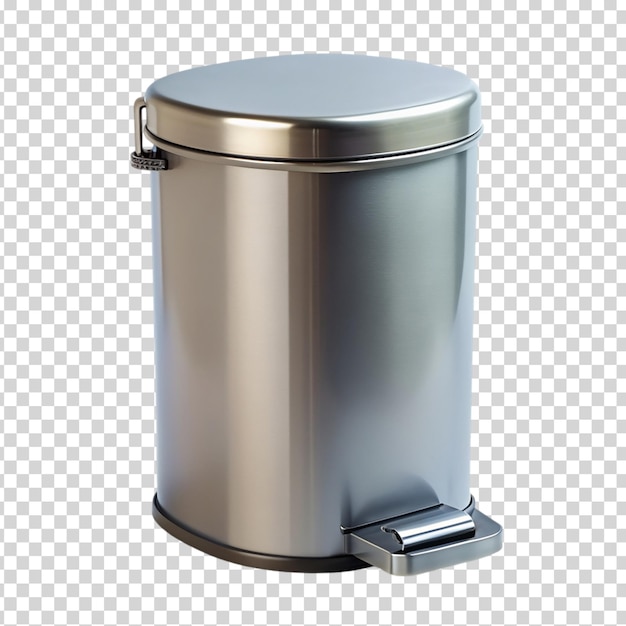 PSD a silver trash can on transparent background