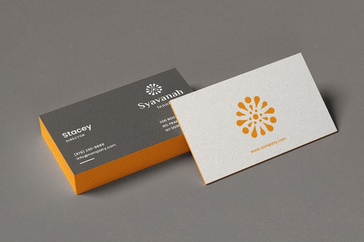 PSD simple business card mockup front and back easy to edit
