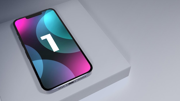 PSD simple phone screen mockup on podium