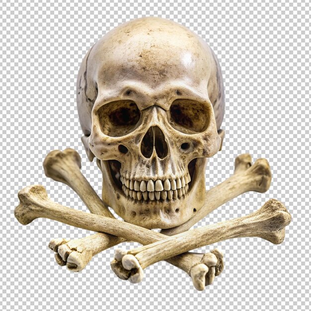 PSD skull and bone decorations on transparent background