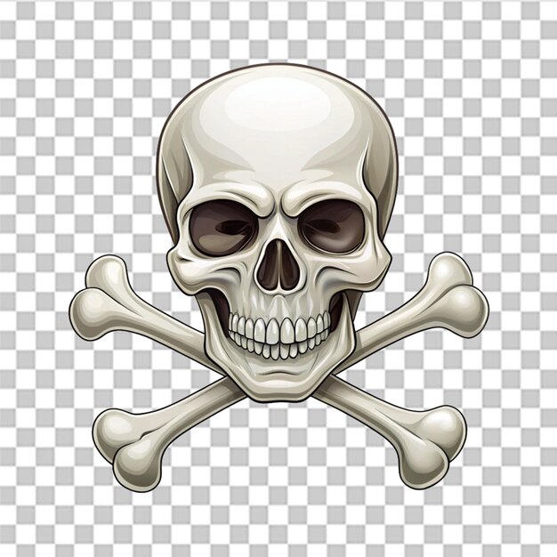 PSD skull bone logo vector illustration isolated on transparent background
