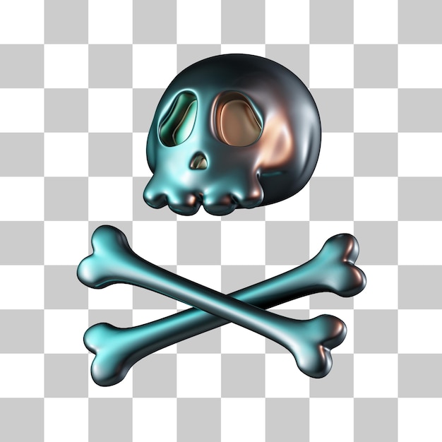 PSD skull and bones 3d icon