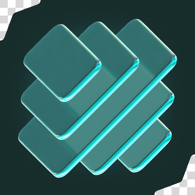 PSD sliced cube abstract 3d shape with glass material base