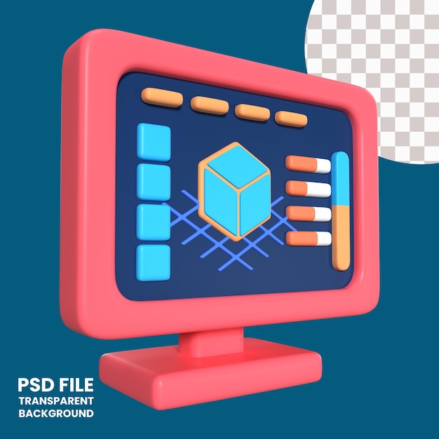 PSD slicer 3d printer 3d illustration icon