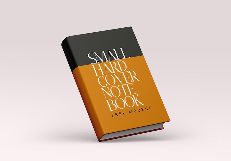 PSD small hardcover notebook mockup for branding and stationery