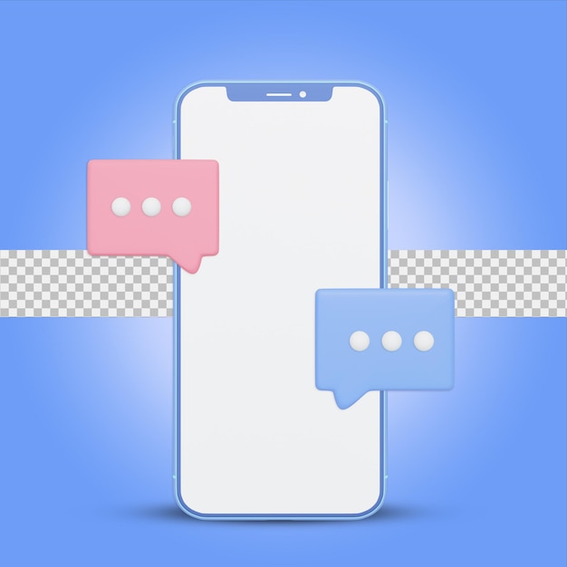 PSD smartphone chatting concept 3d illustration