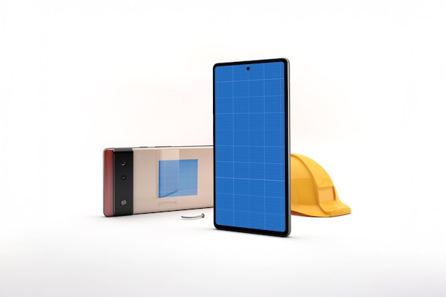 PSD smartphone and construction tools mockup