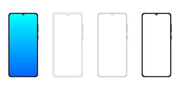 PSD smartphone frame mockup set with gradient and outline styles