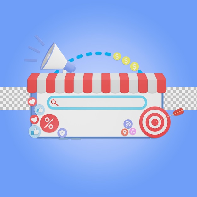 PSD smartphone market concept 3d illustration