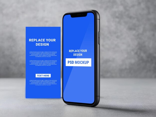 PSD smartphone mockup with app interface