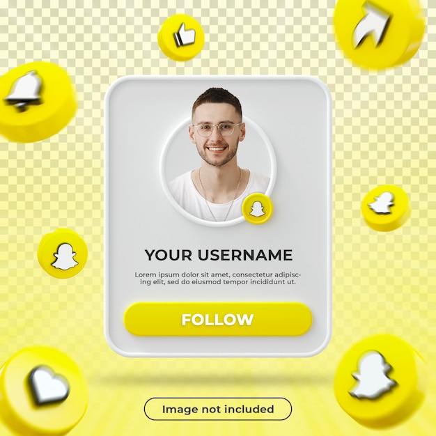 PSD snapchat profile banner 3d render composition
