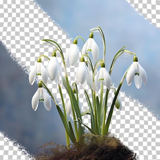 PSD snowdrops blooming in the spring garden