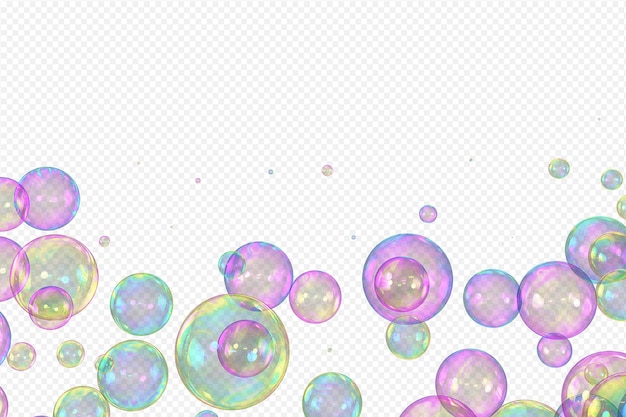 PSD soap bubbles bottom border overlay white background