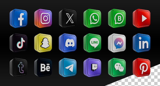 social media pack 3d logo