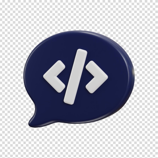 PSD software code 3d icon isolated on coding message bubble sign programming icon