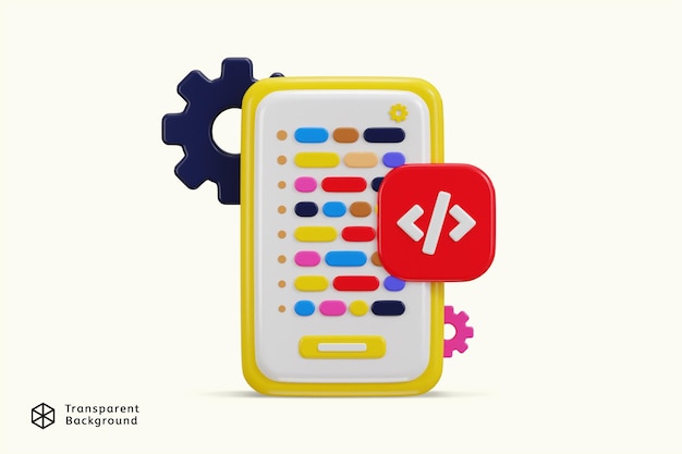 PSD software development icon concept of programming icon 3d rendering vector illustration