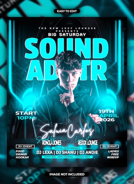 PSD sound affair night club flyer