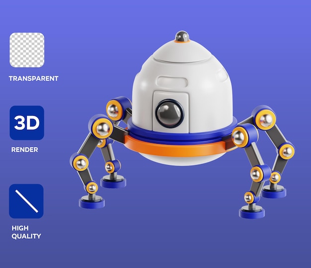 PSD space capsule 3d object illustration