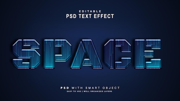 PSD space text effect. editable text smart object