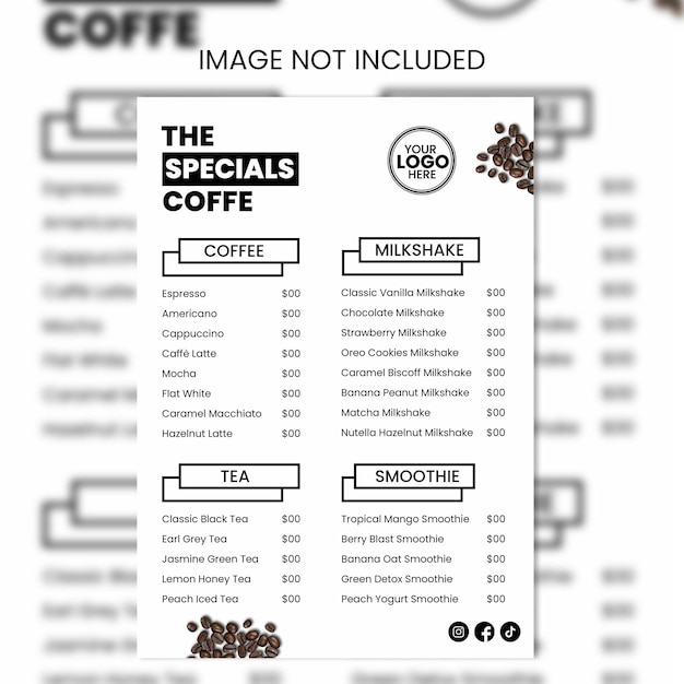 the specials coffee menu