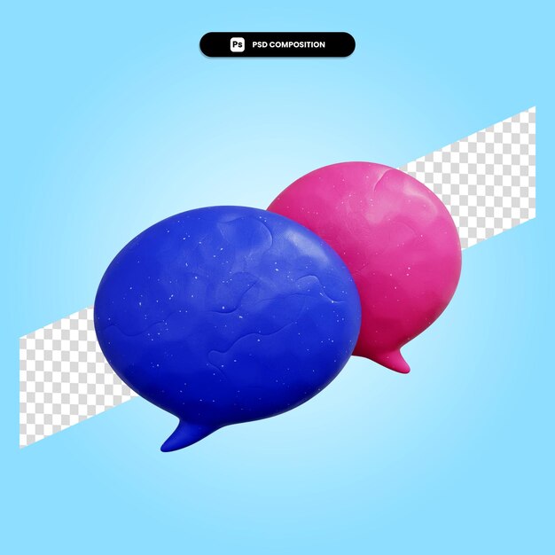 PSD speech bubble 3d render illustration isolated