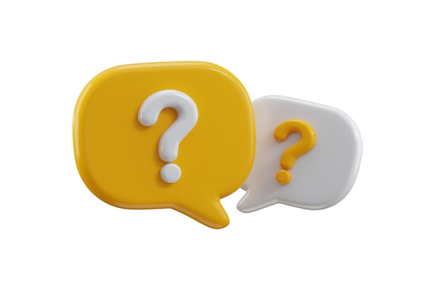 PSD speech bubble with question mark icon 3d render concept of faq and qa answer solution vector icon