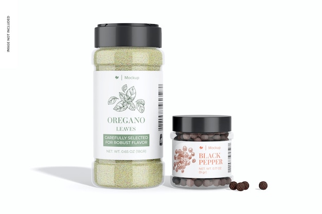 PSD spices jar set mockup front view