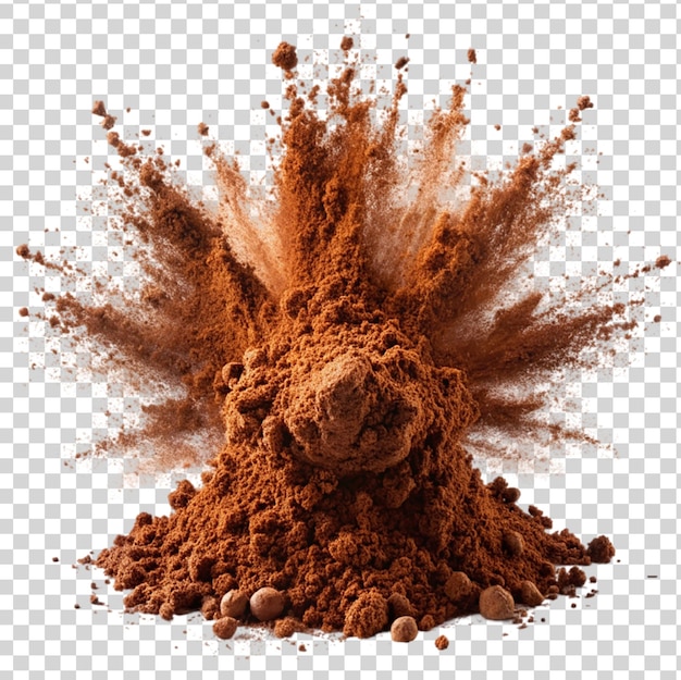 PSD splash of cocoa powder on transparent background
