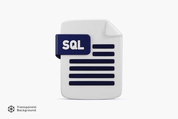PSD sql programing language file format icon 3d rendering vector illustration