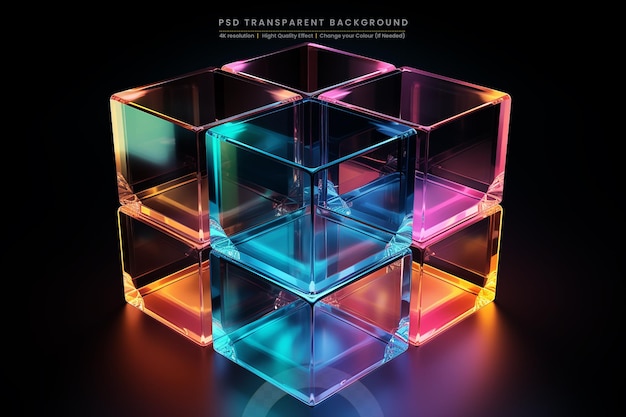 PSD square prisms refract light on a dark background