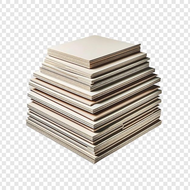 PSD stack of books on a transparent background with a white square on the bottom