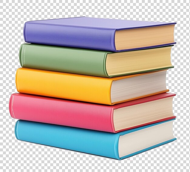 PSD a stack of books with different colors and the bottom one is blue