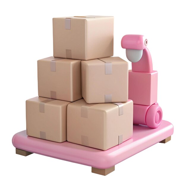 PSD a stack of boxes with a pink clock on top of them
